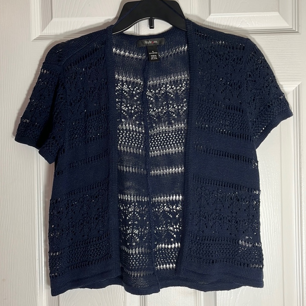 MWOT: Style & Co.: Navy, Soft Cotton-Knit Sweater, Small